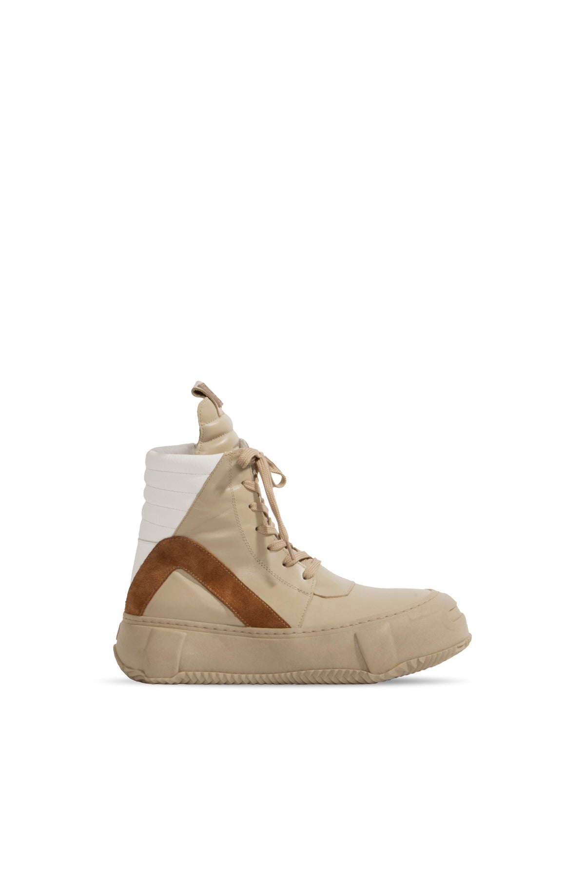 Beige High Platform Leather Boots Esky