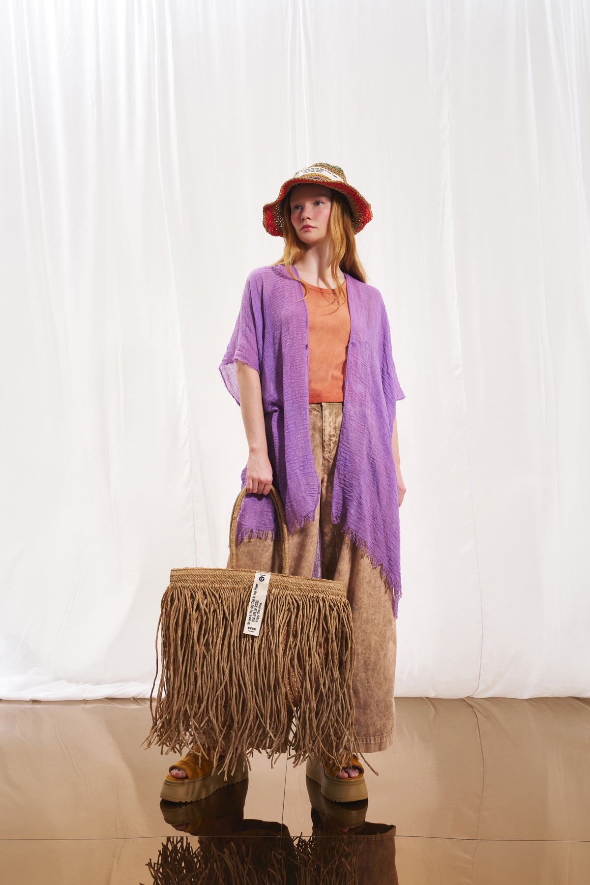 Camel Brown Mini Straw Bag Kao