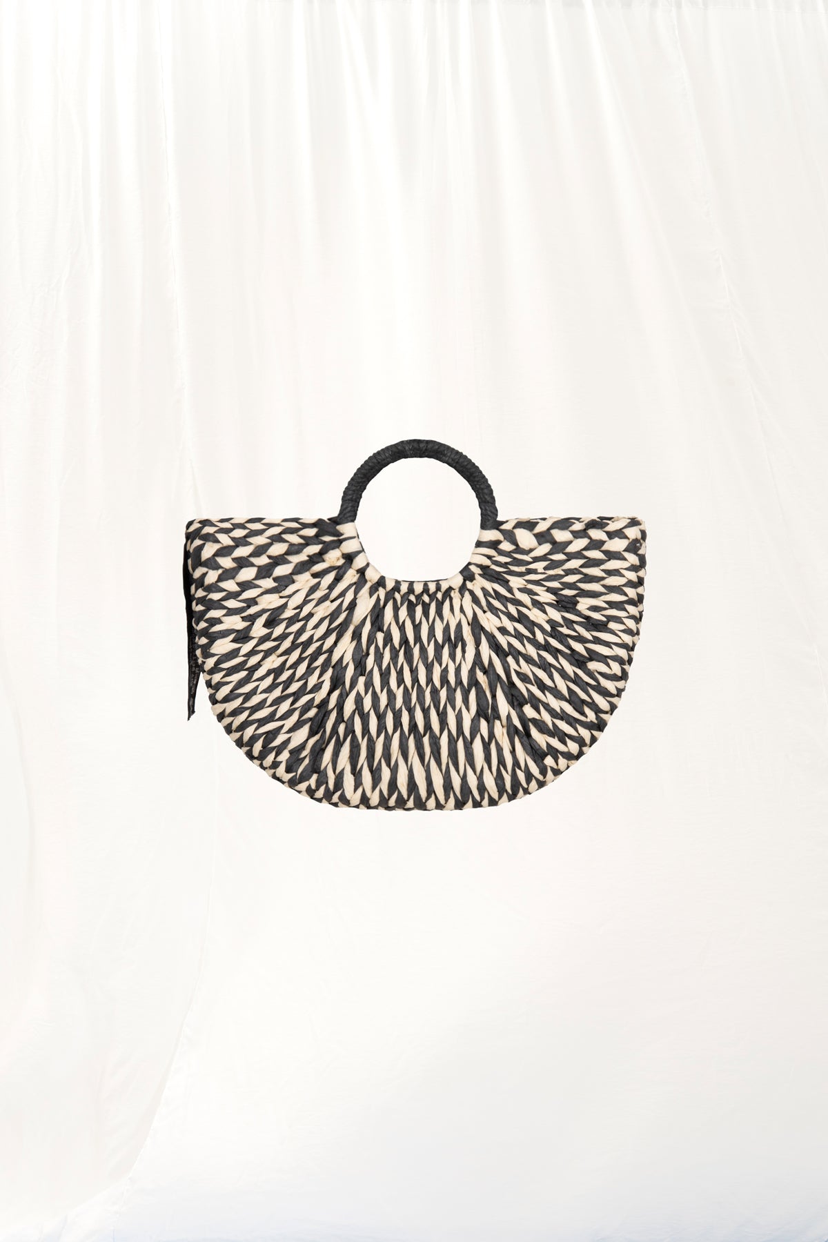 Black Off White Mini Straw Bag Key