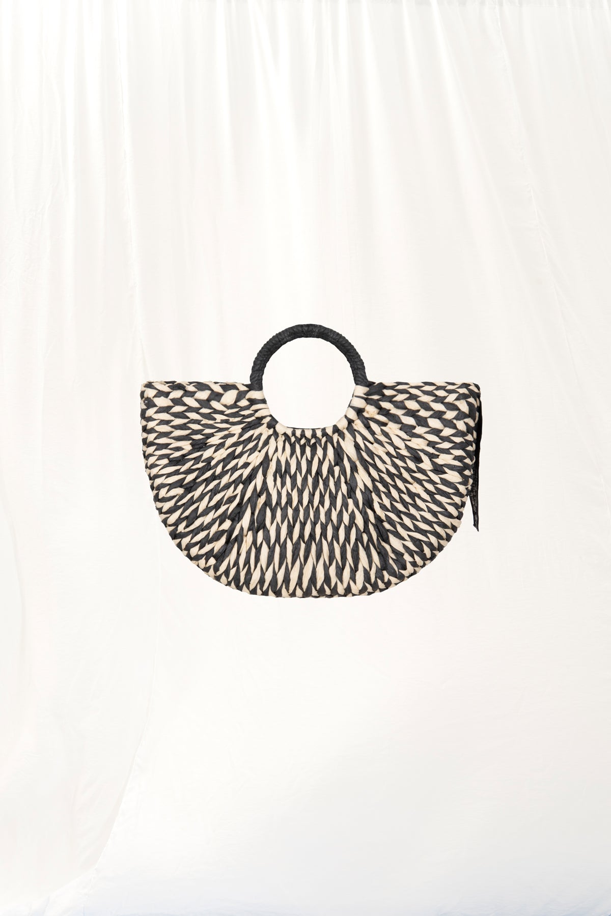 Black Off White Mini Straw Bag Key