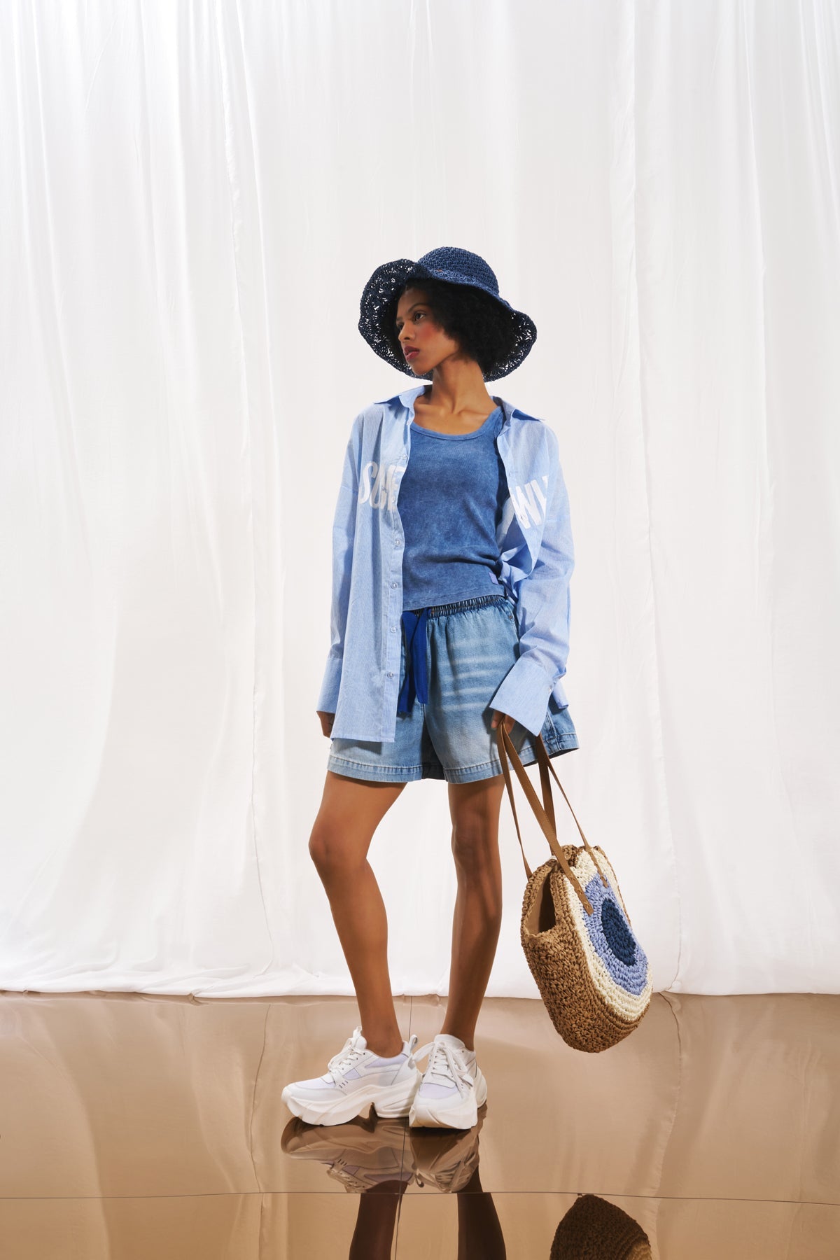 Multi Color Midi Straw Bag Kim