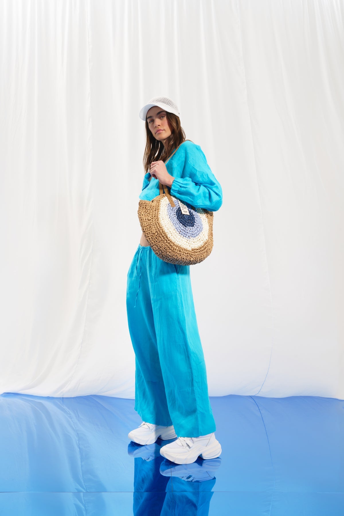 Multi Color Midi Straw Bag Kim