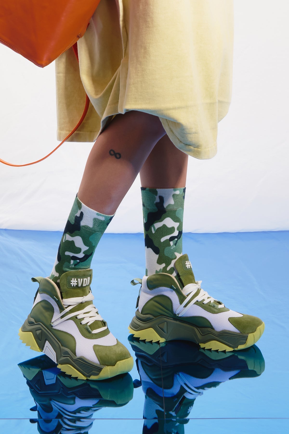 Olive Green White Chunky Sole Sneakers Lee7