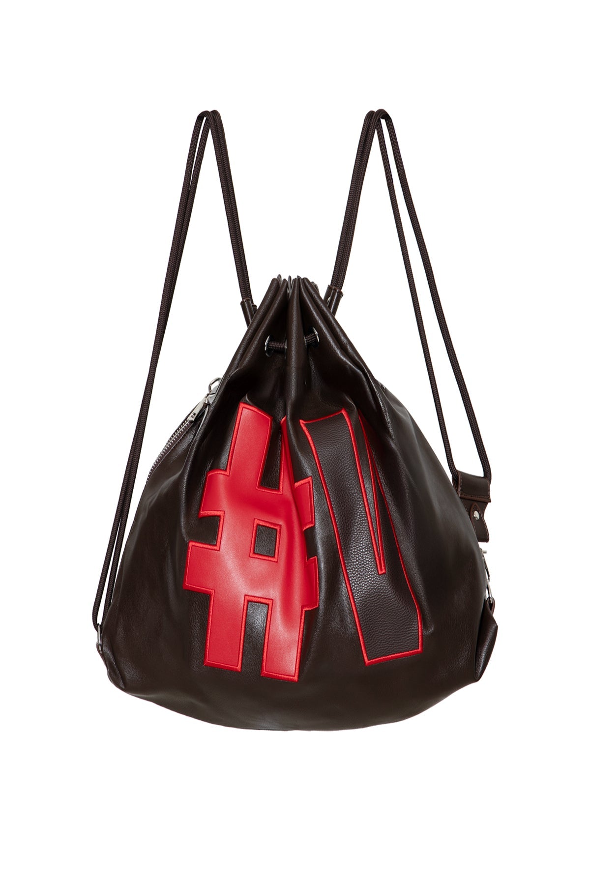 Brown Drawstring Backpack Bag Leonis1