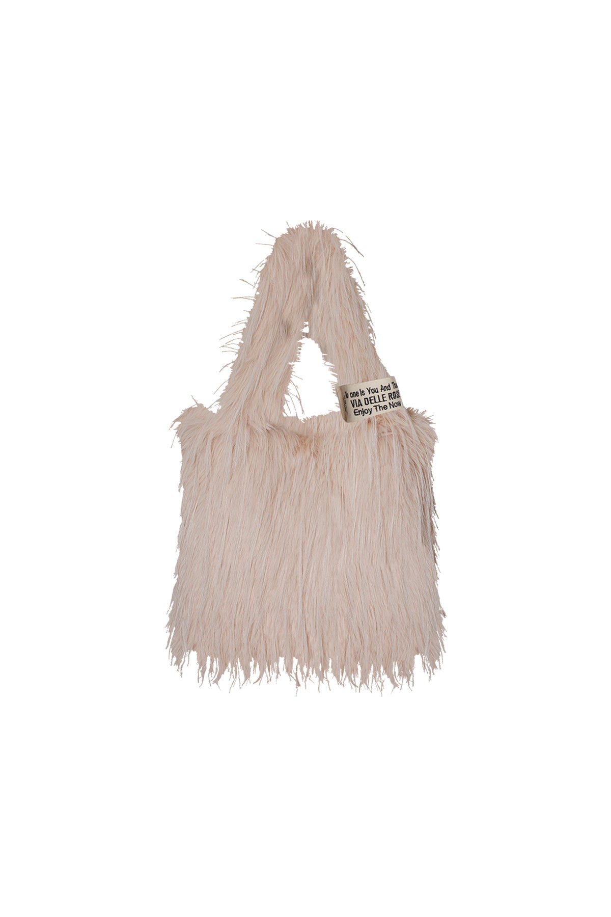 Beige Feathered Faux Fur Bag Pastel