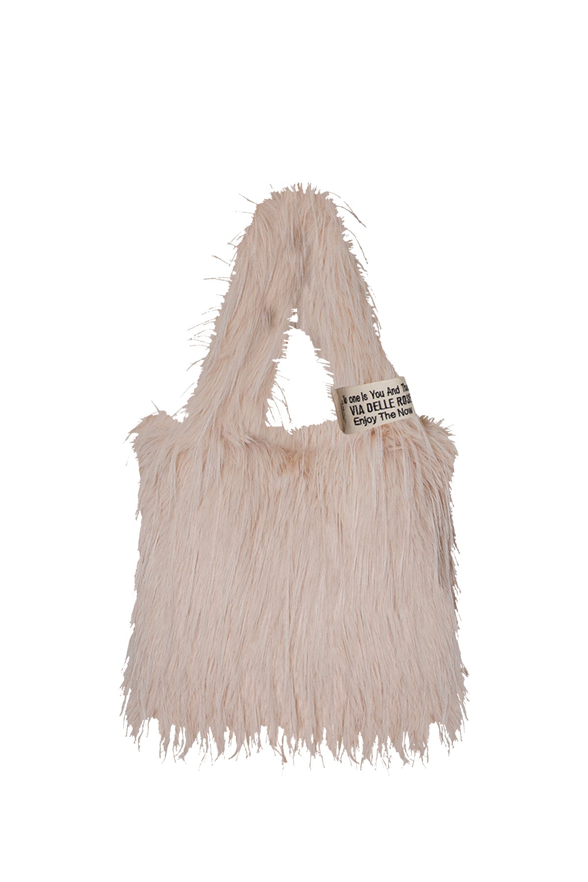 Beige Feathered Faux Fur Bag Pastel
