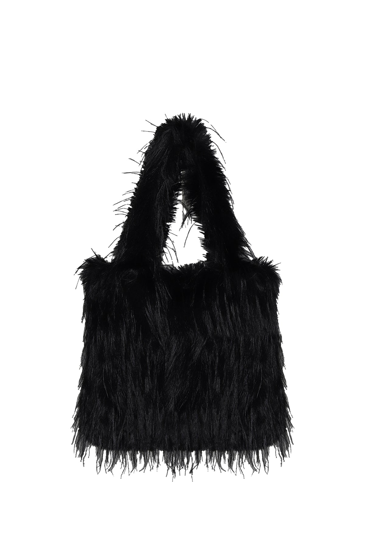 Black Feathered Faux Fur Bag Pastel