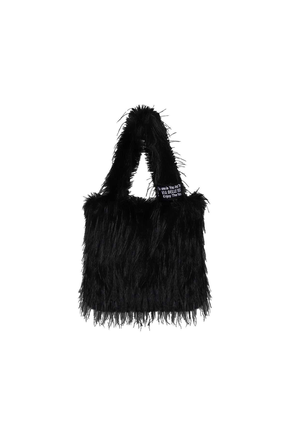 Black Feathered Faux Fur Bag Pastel