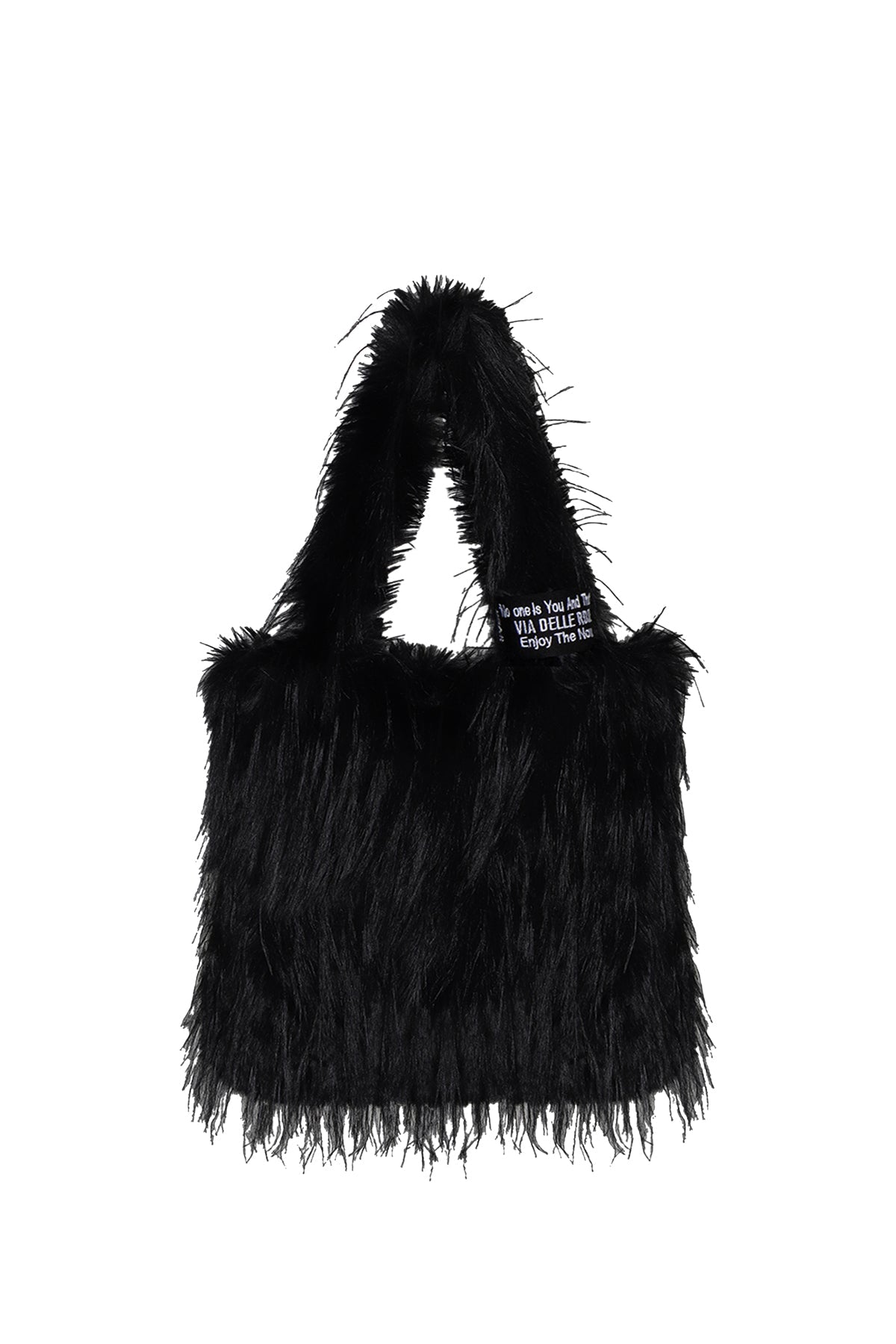 Black Feathered Faux Fur Bag Pastel