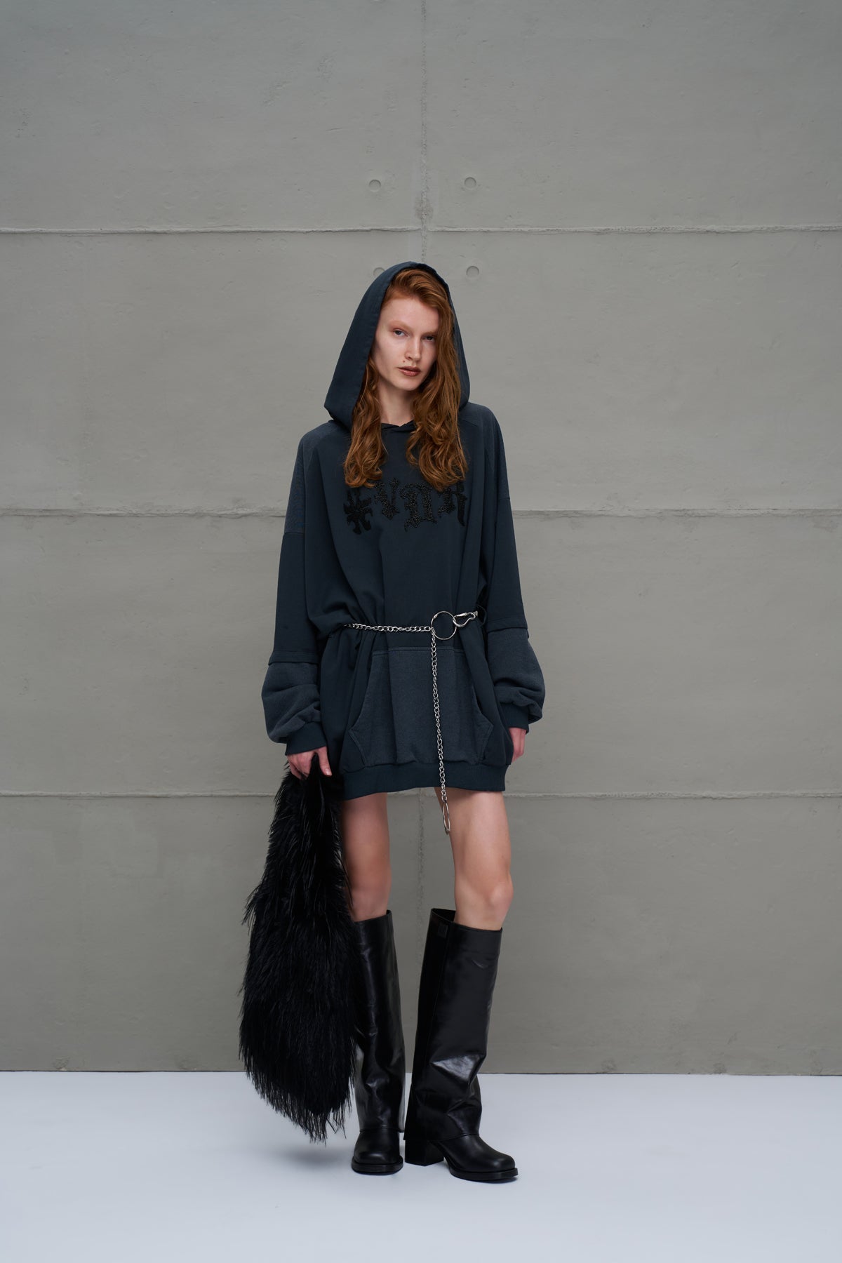 Black Feathered Faux Fur Bag Pastel