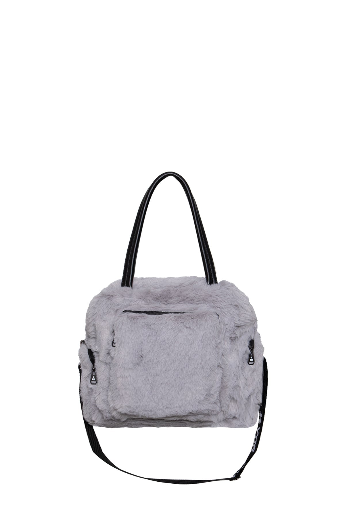 Grey Faux Fur Shoulder Tote Bag Porto20
