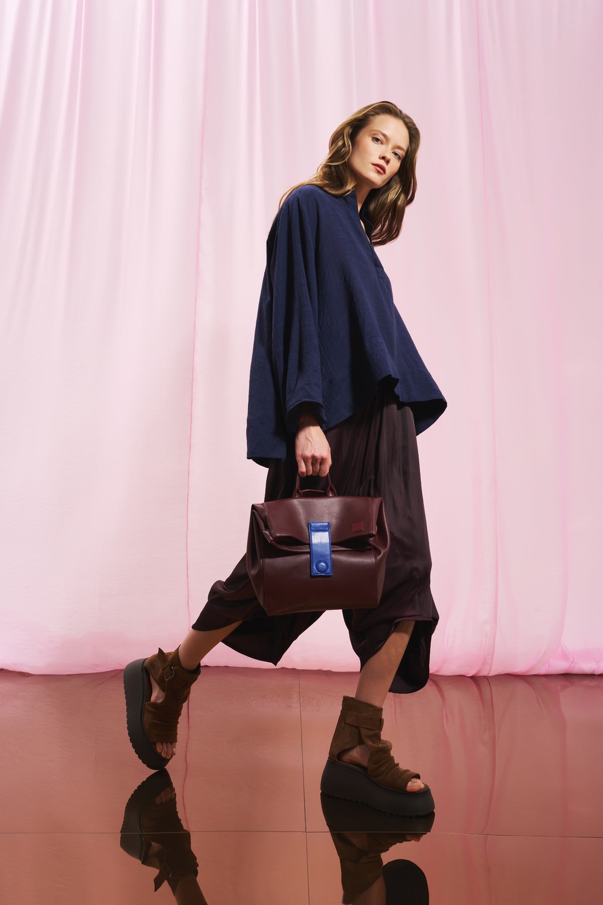 Burgundy Leather Mini Tote Bag Row