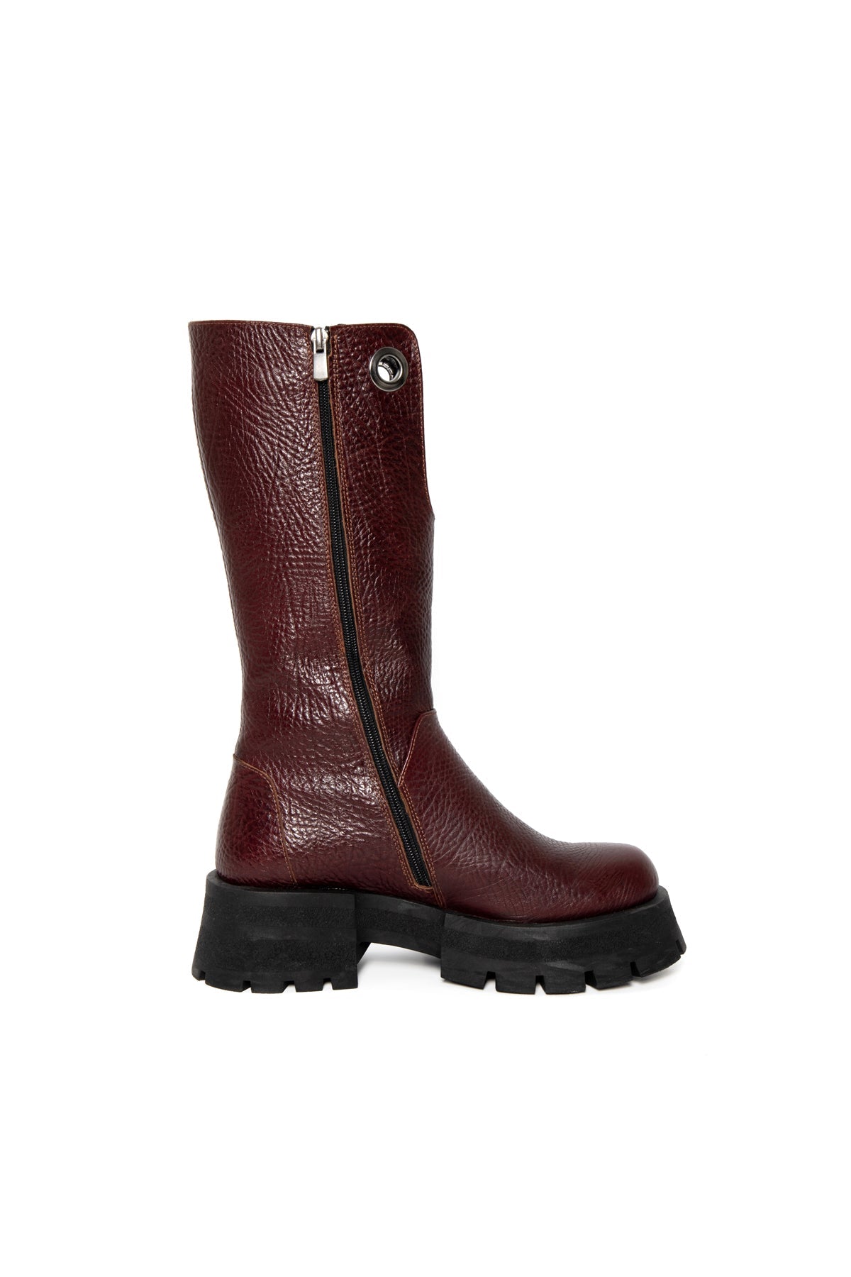 Burgundy Knee High Leather Boots Stefania