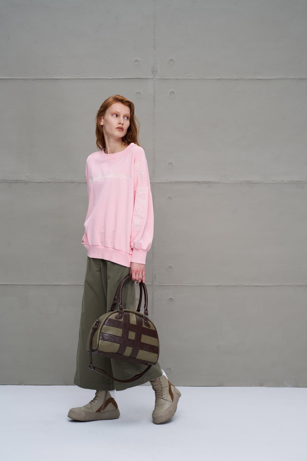 Khaki Brown Logo Detailed Bag Via3