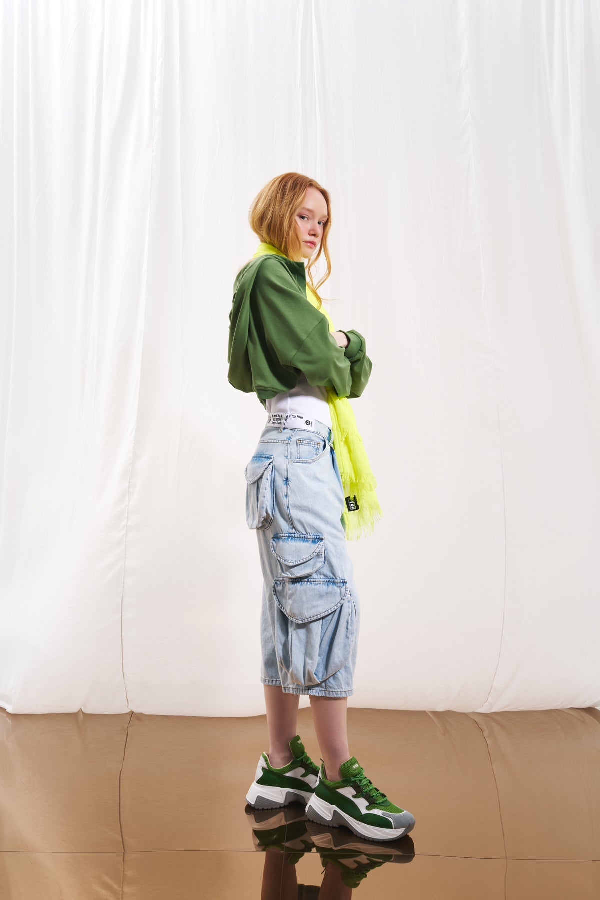 Olive Green Bolero Sweatshirt 17006