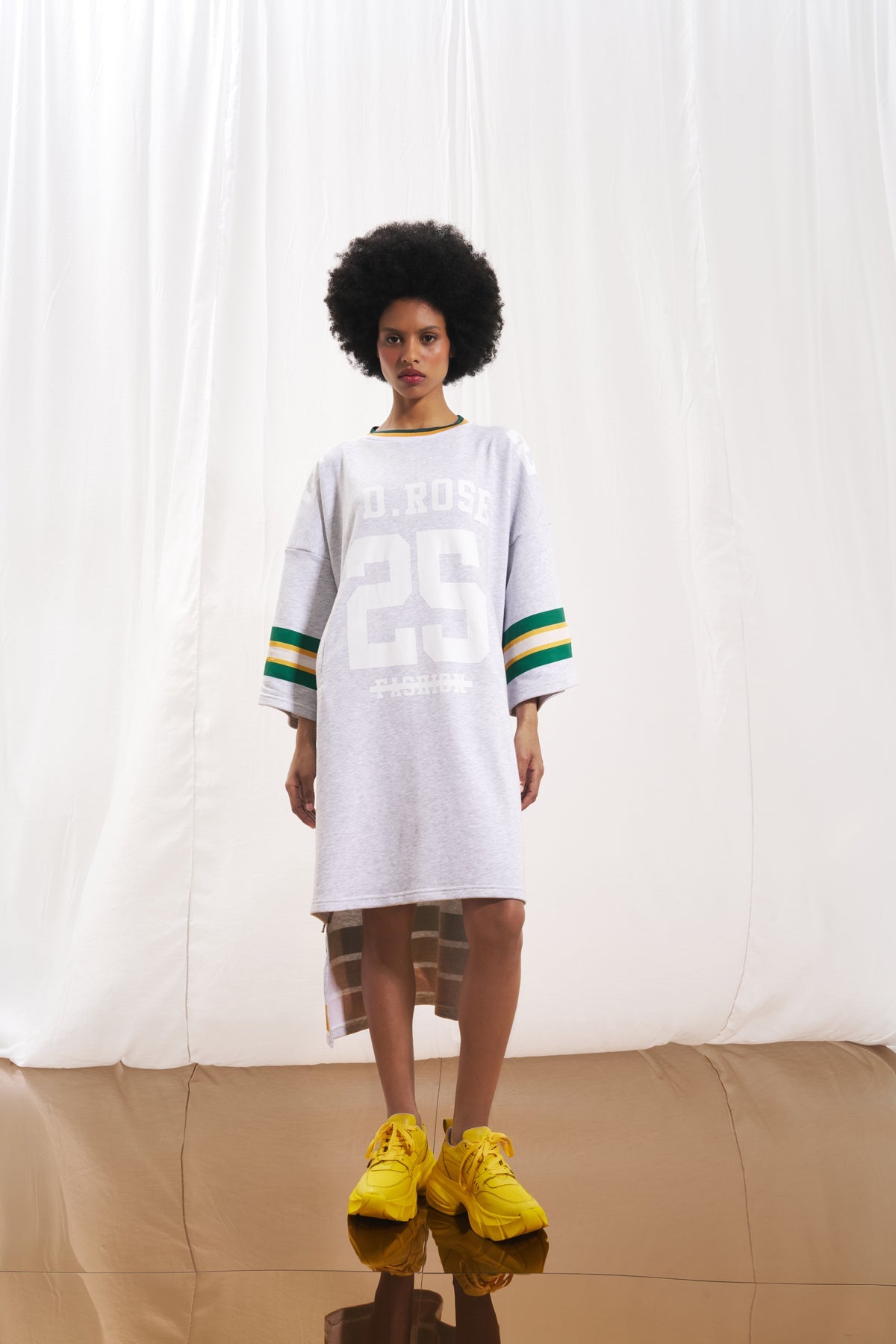 Light Grey Melange Print Sweatshirt Dress 17027