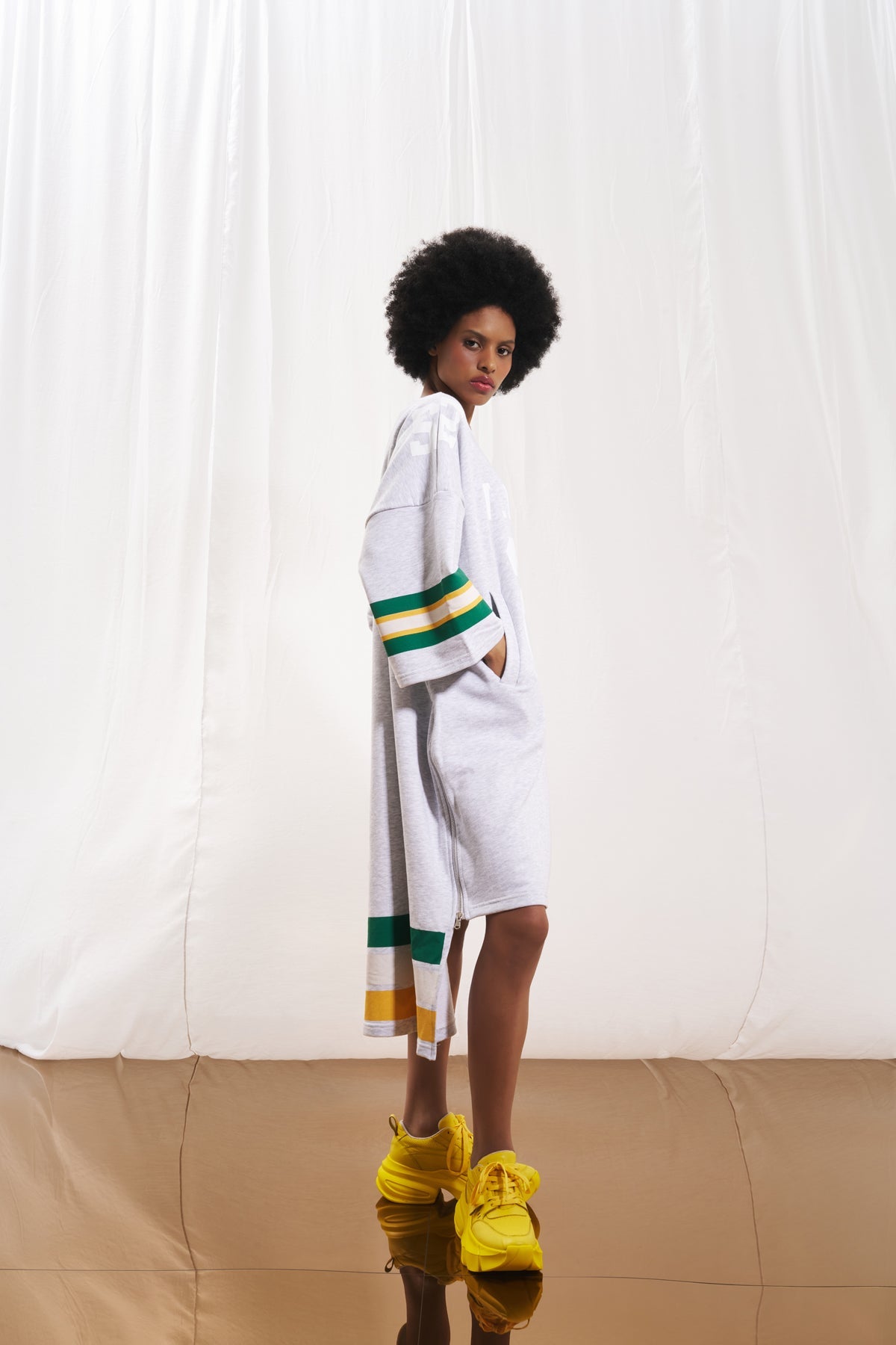 Light Grey Melange Print Sweatshirt Dress 17027