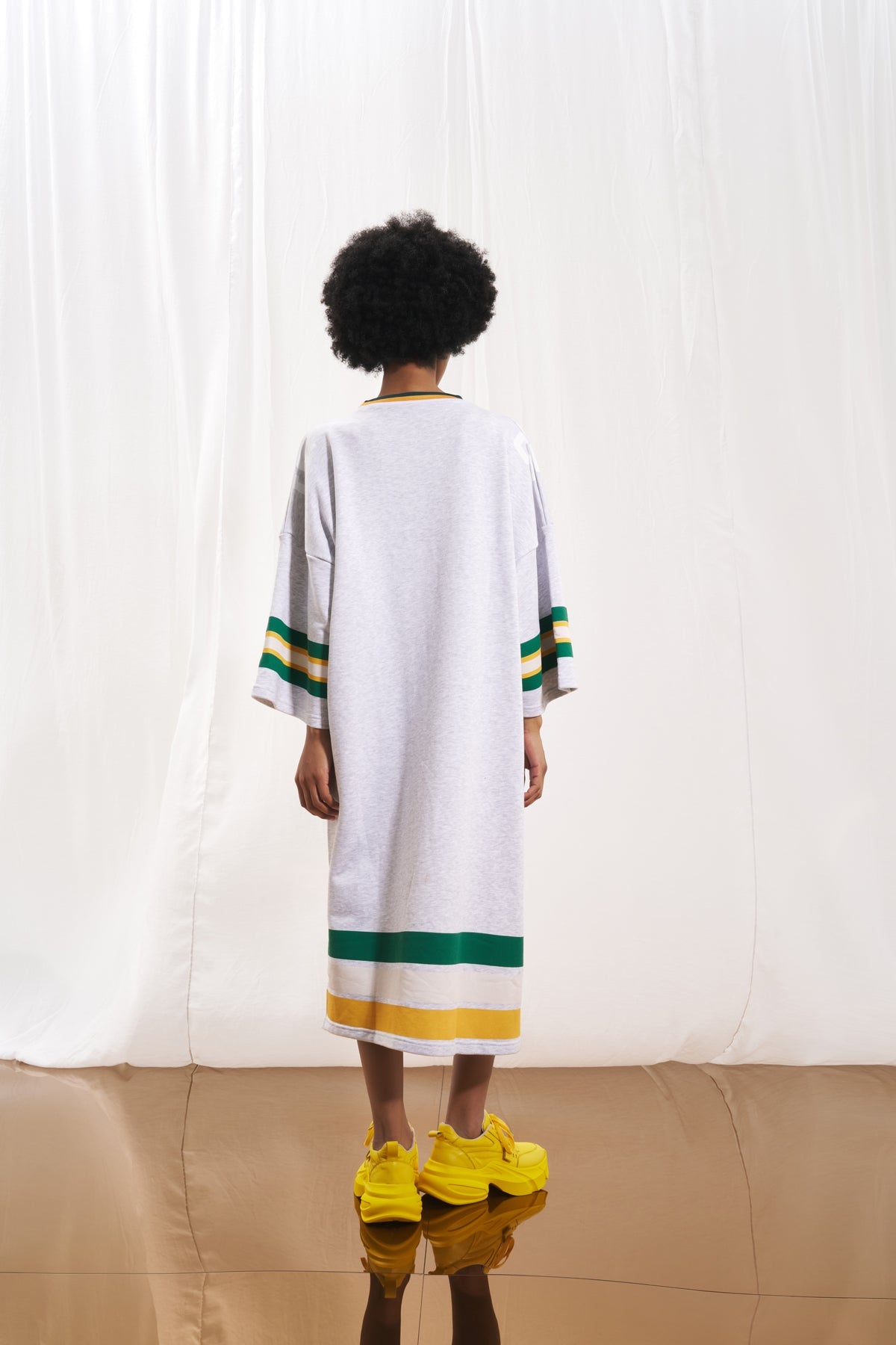 Light Grey Melange Print Sweatshirt Dress 17027