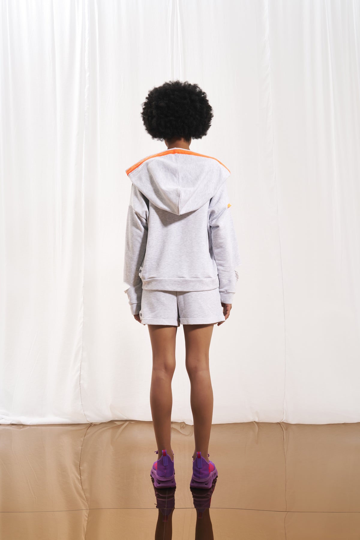 Light Grey Melange V-neck Sweatshirt 17032