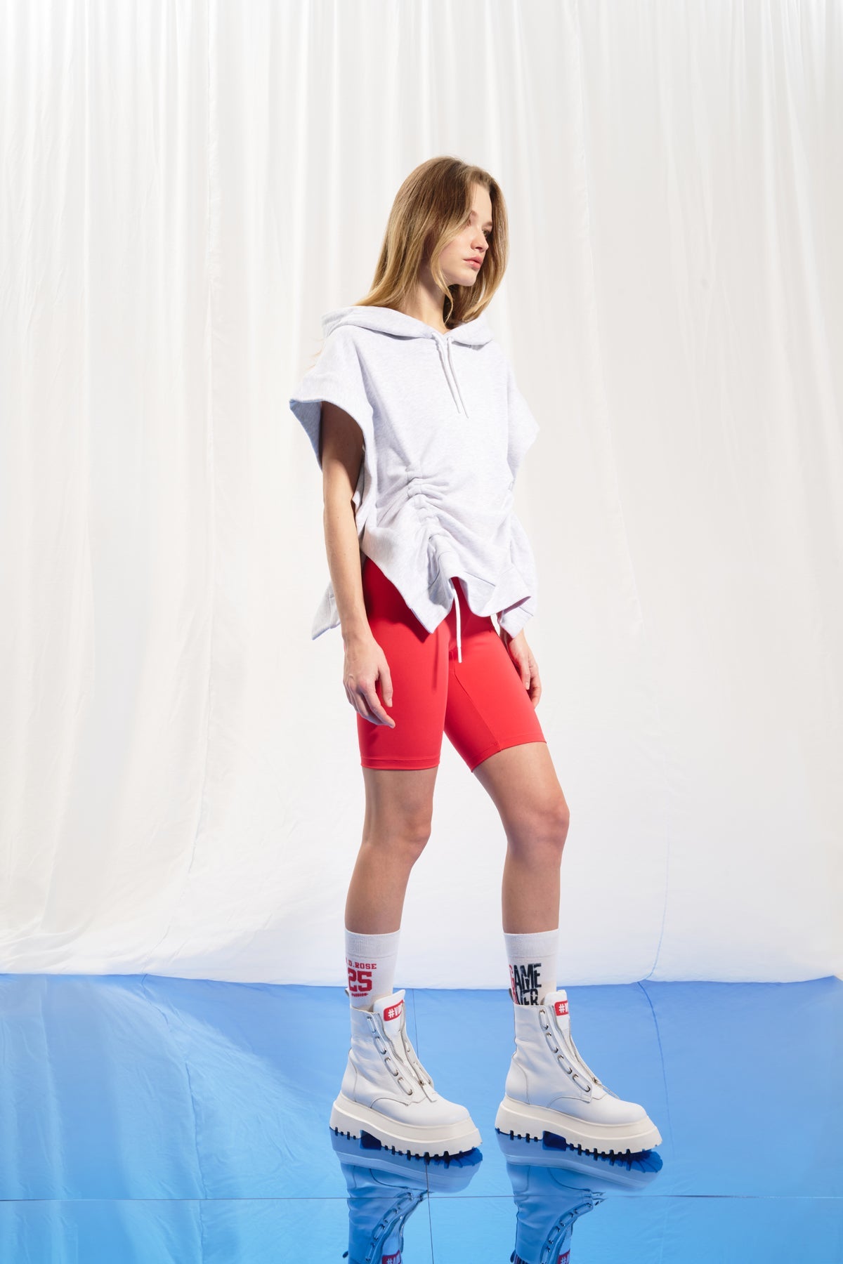 Light Grey Melange Short Sleeve Sweatshirt 17034