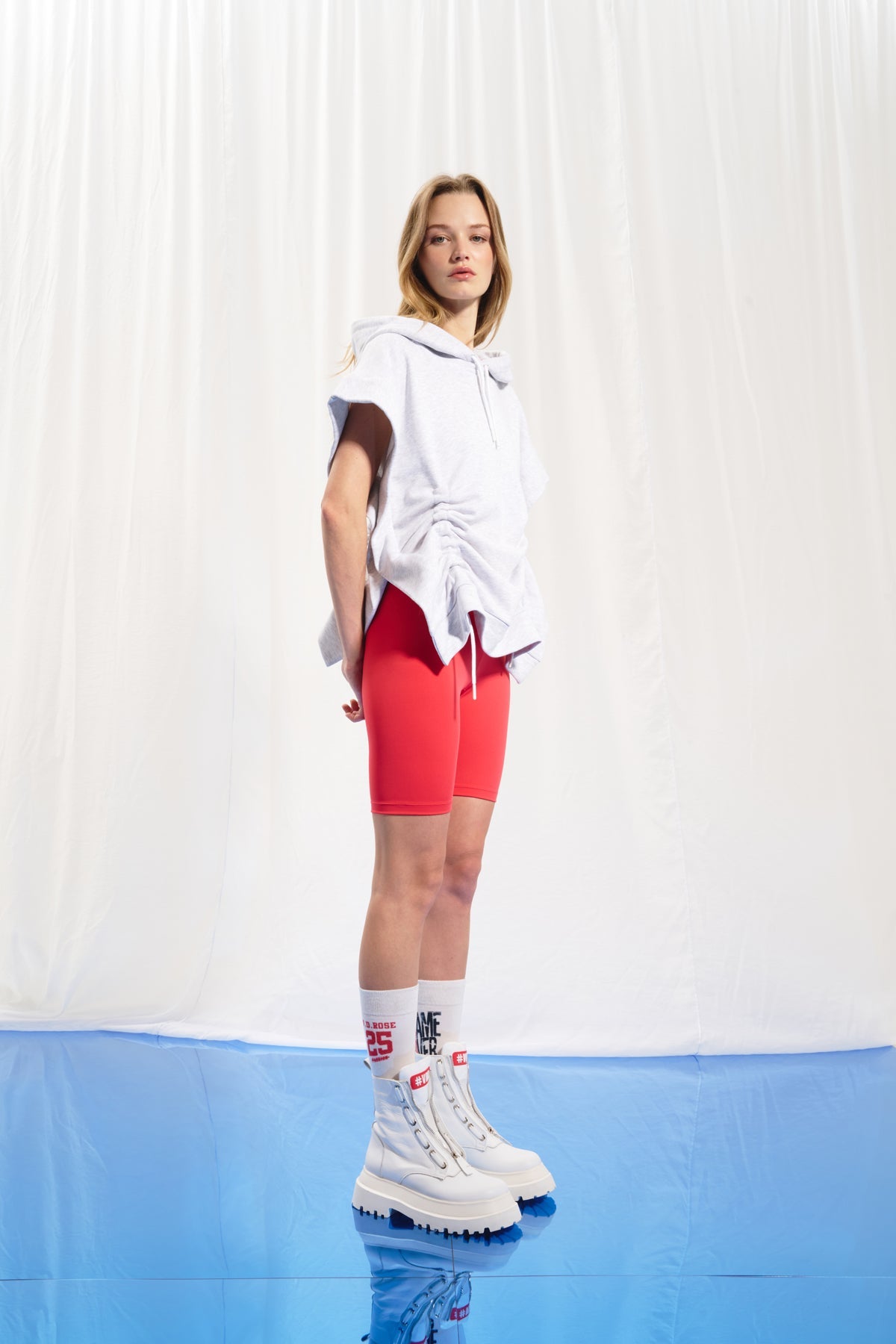 Light Grey Melange Short Sleeve Sweatshirt 17034