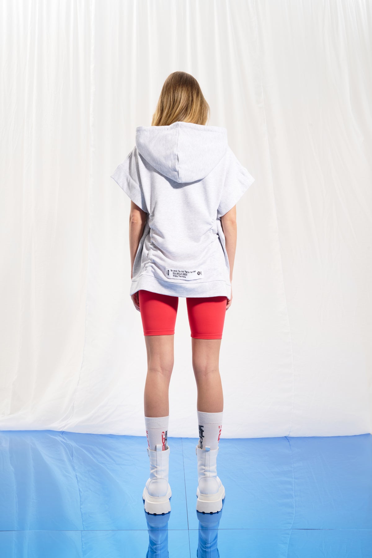 Light Grey Melange Short Sleeve Sweatshirt 17034