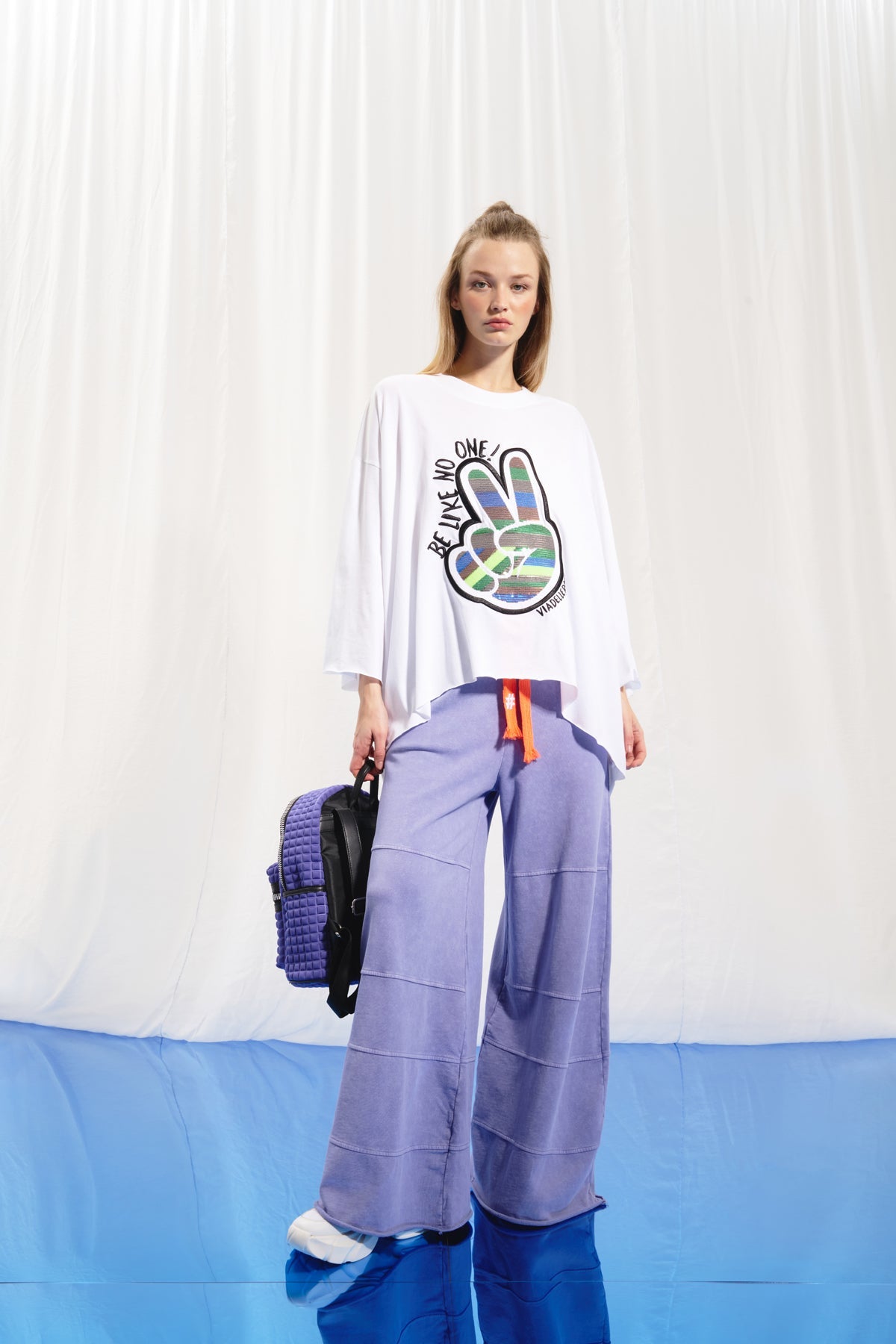 Lilac Wide-leg Plush Trousers 17045