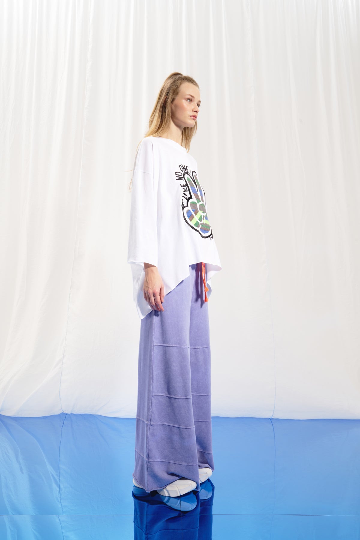 Lilac Wide-leg Plush Trousers 17045