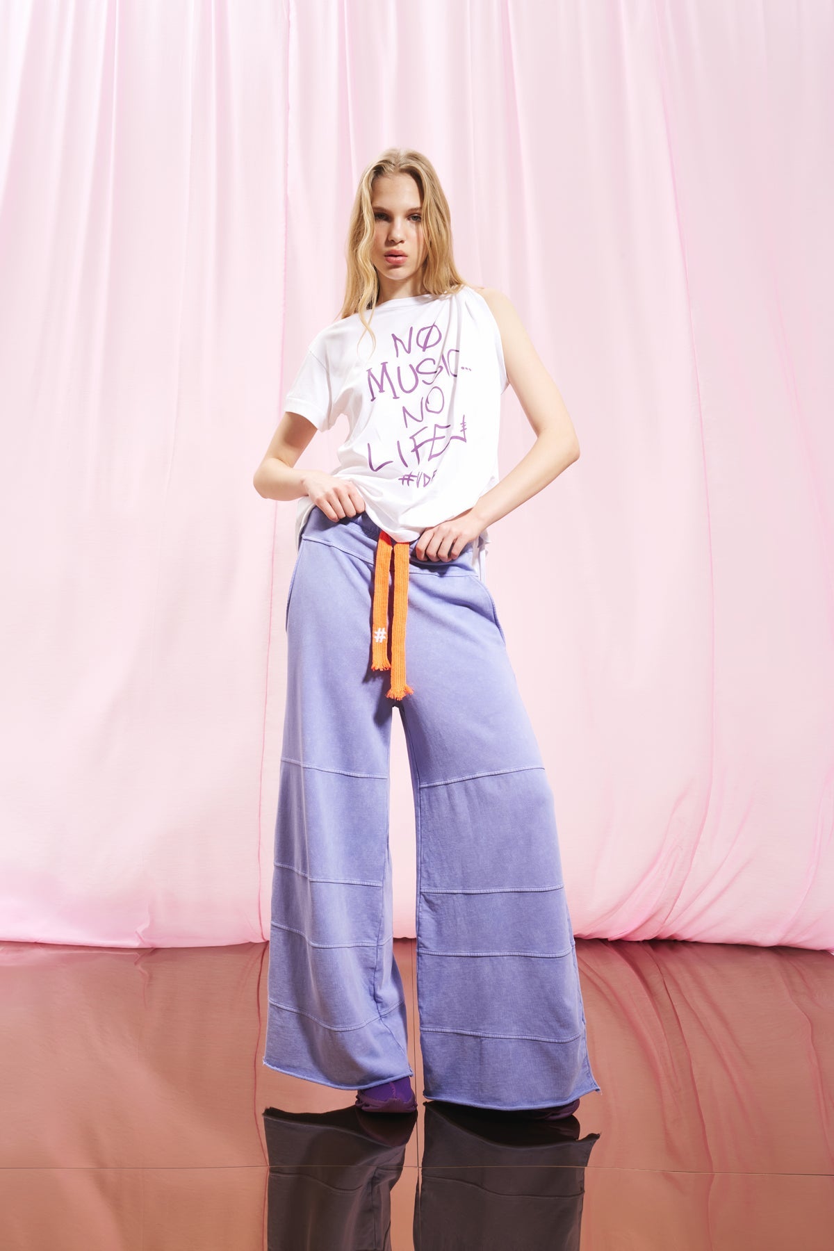 Lilac Wide-leg Plush Trousers 17045