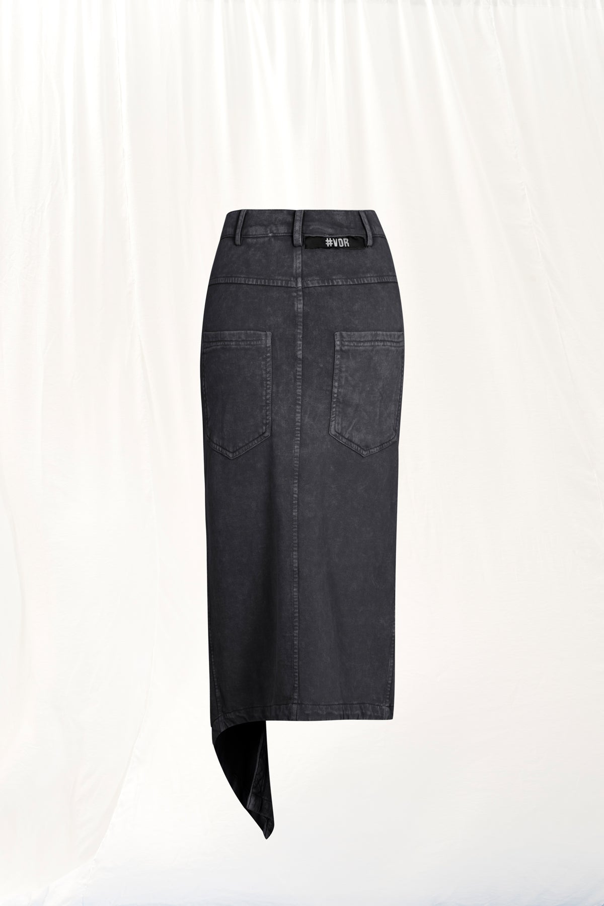 Black Asymmetric Midi Skirt 17046