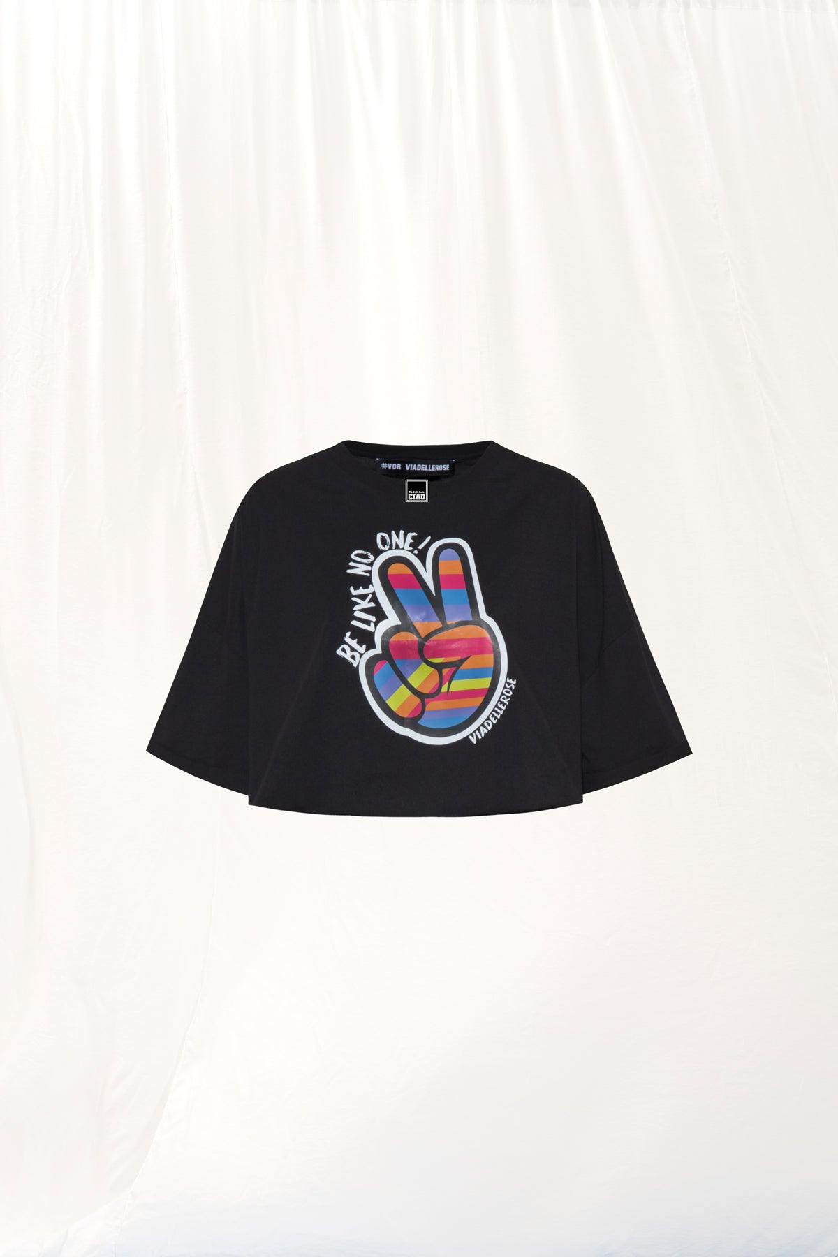 Black Print Crop T-shirt 17065