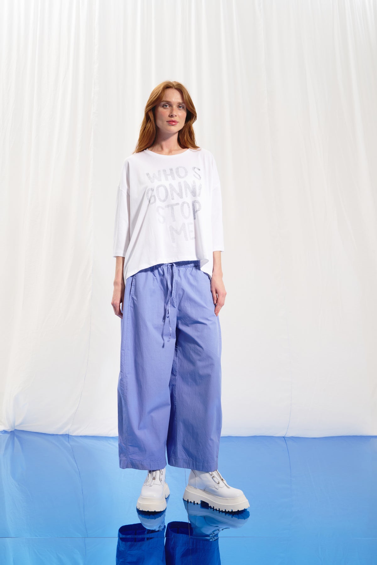 White Slogan Print T-shirt 17077