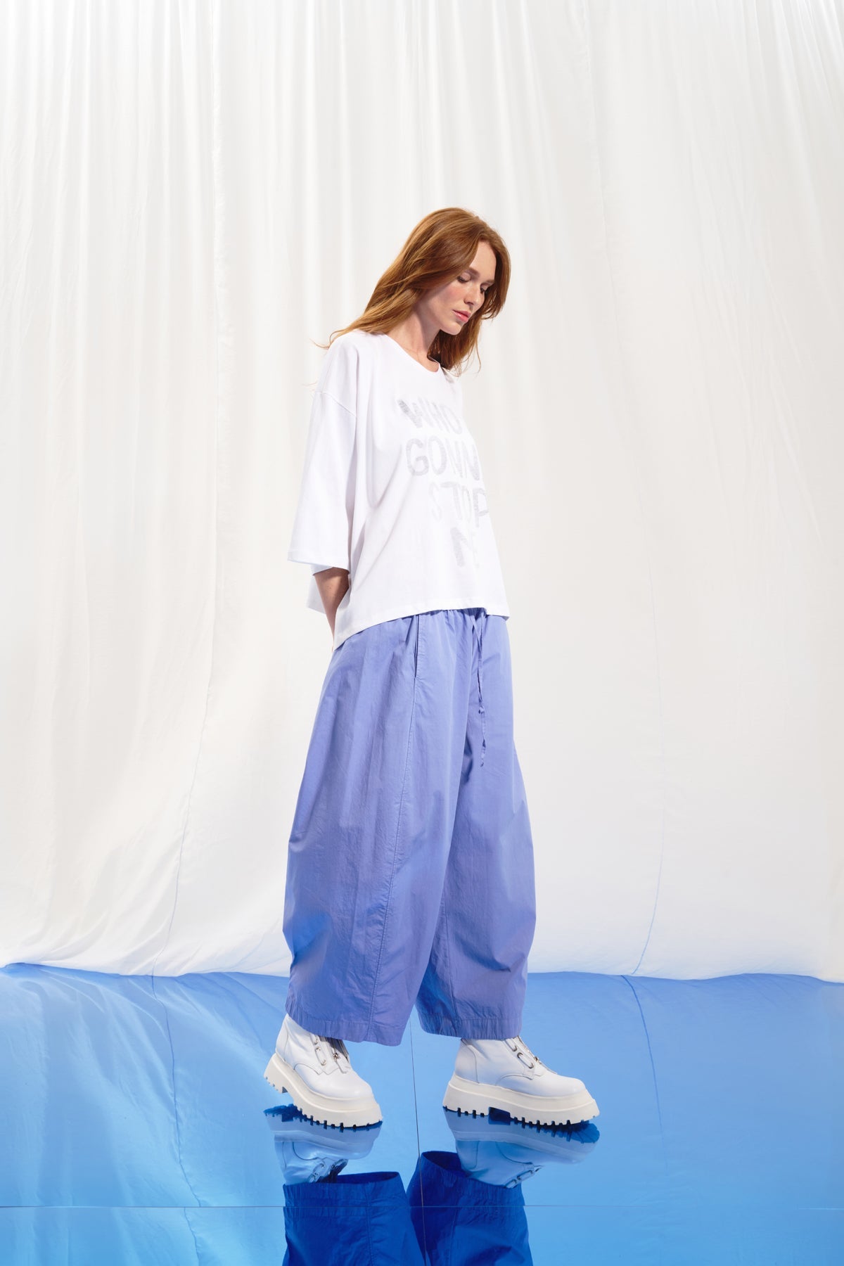 White Slogan Print T-shirt 17077