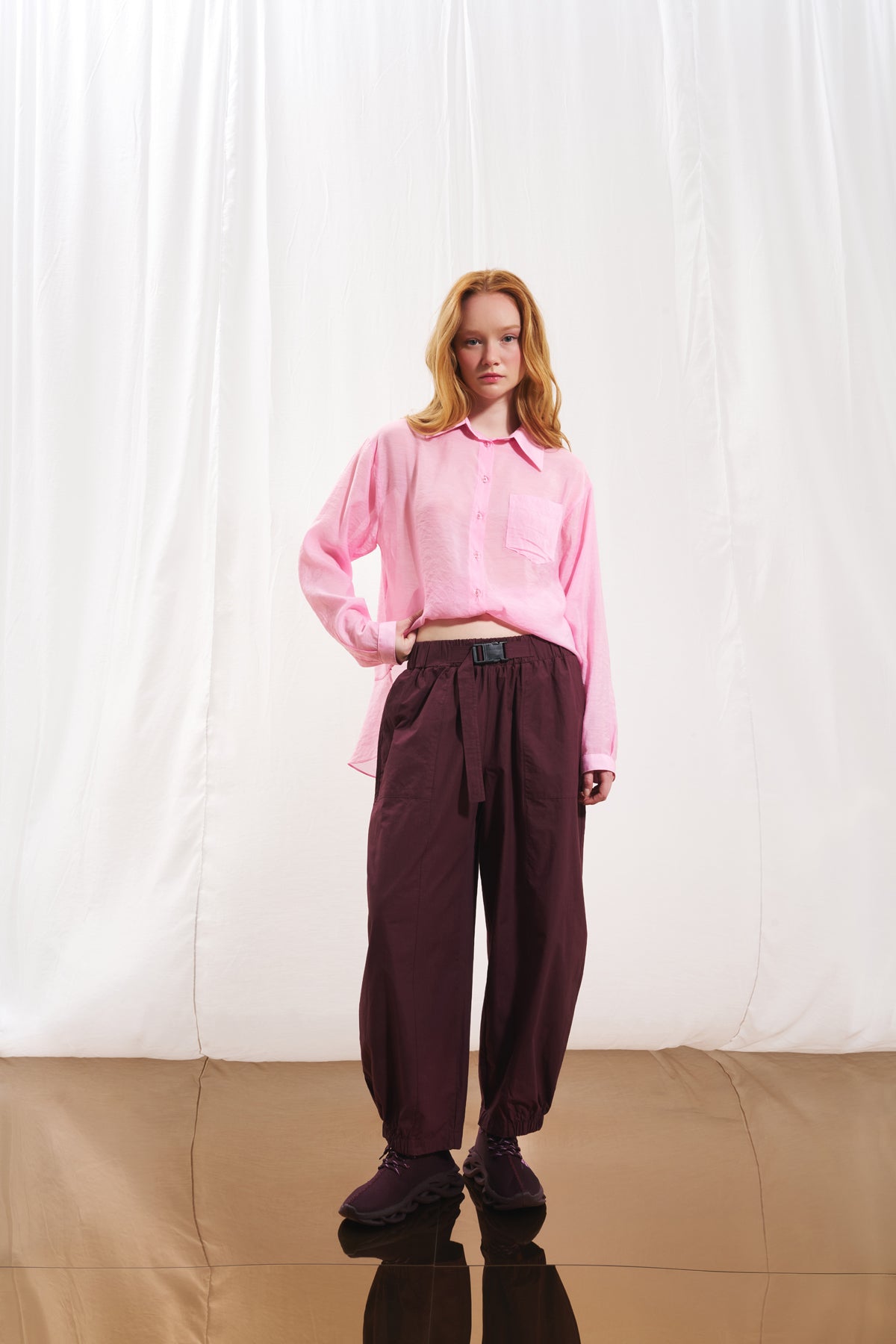 Burgundy Poplin Trousers 17108