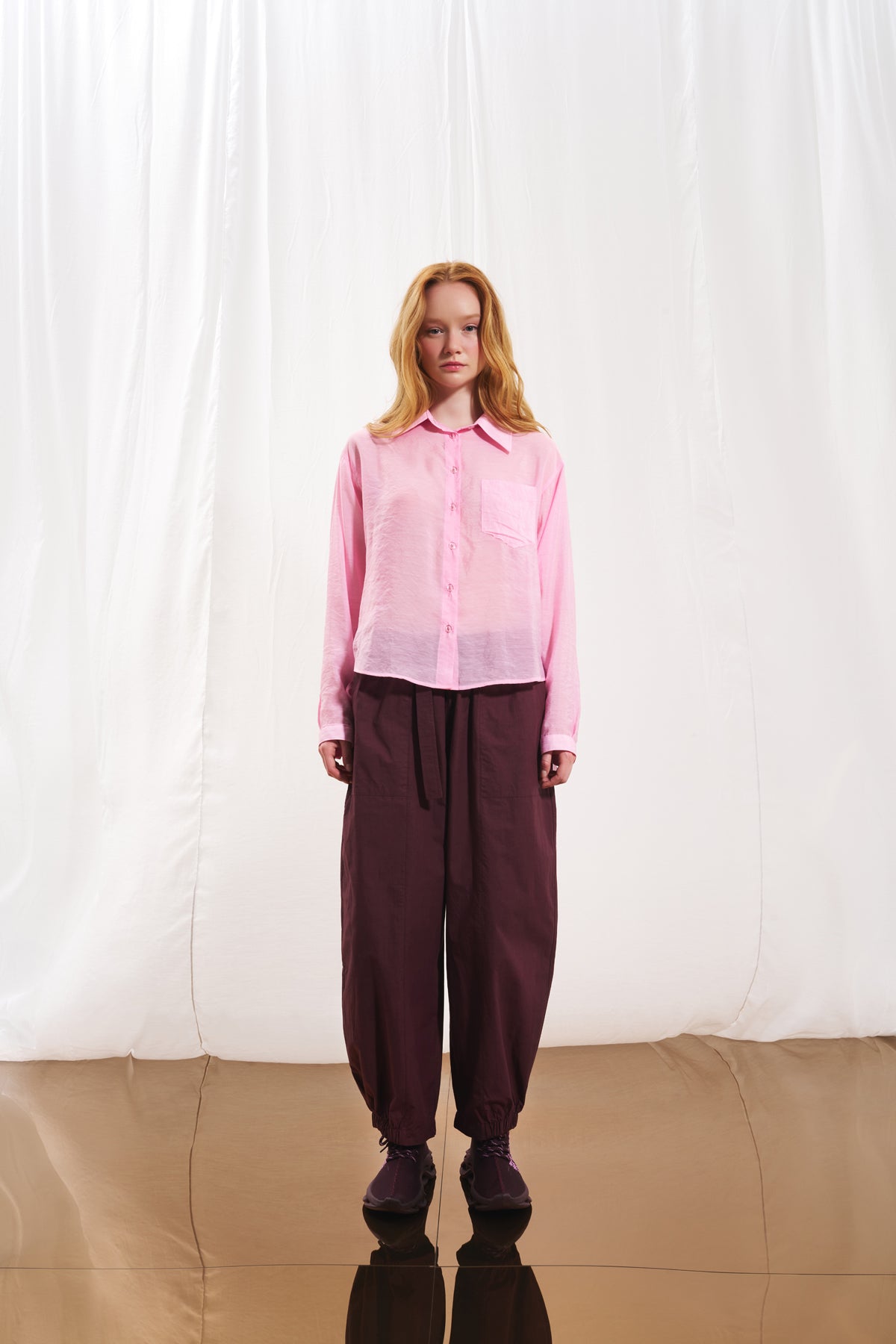 Burgundy Poplin Trousers 17108