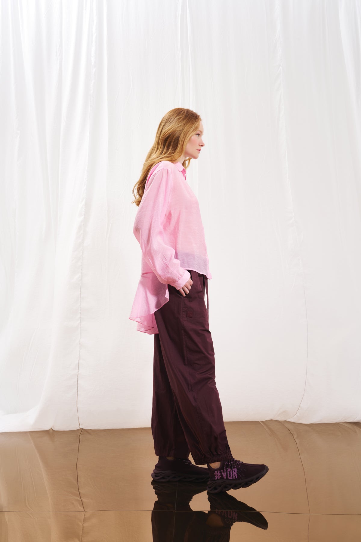 Burgundy Poplin Trousers 17108