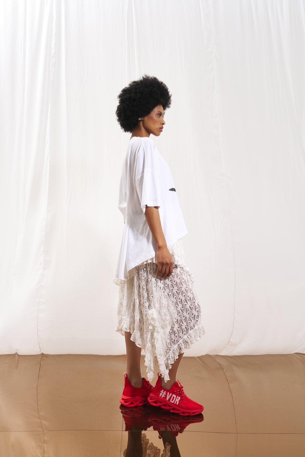White Lace Midi Skirt 17134