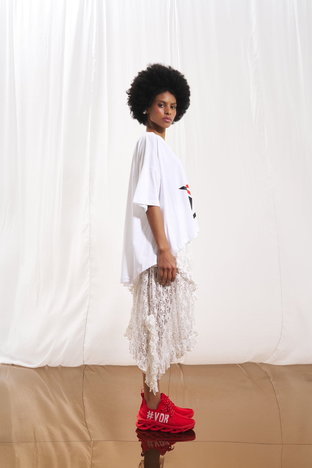 White Lace Midi Skirt 17134