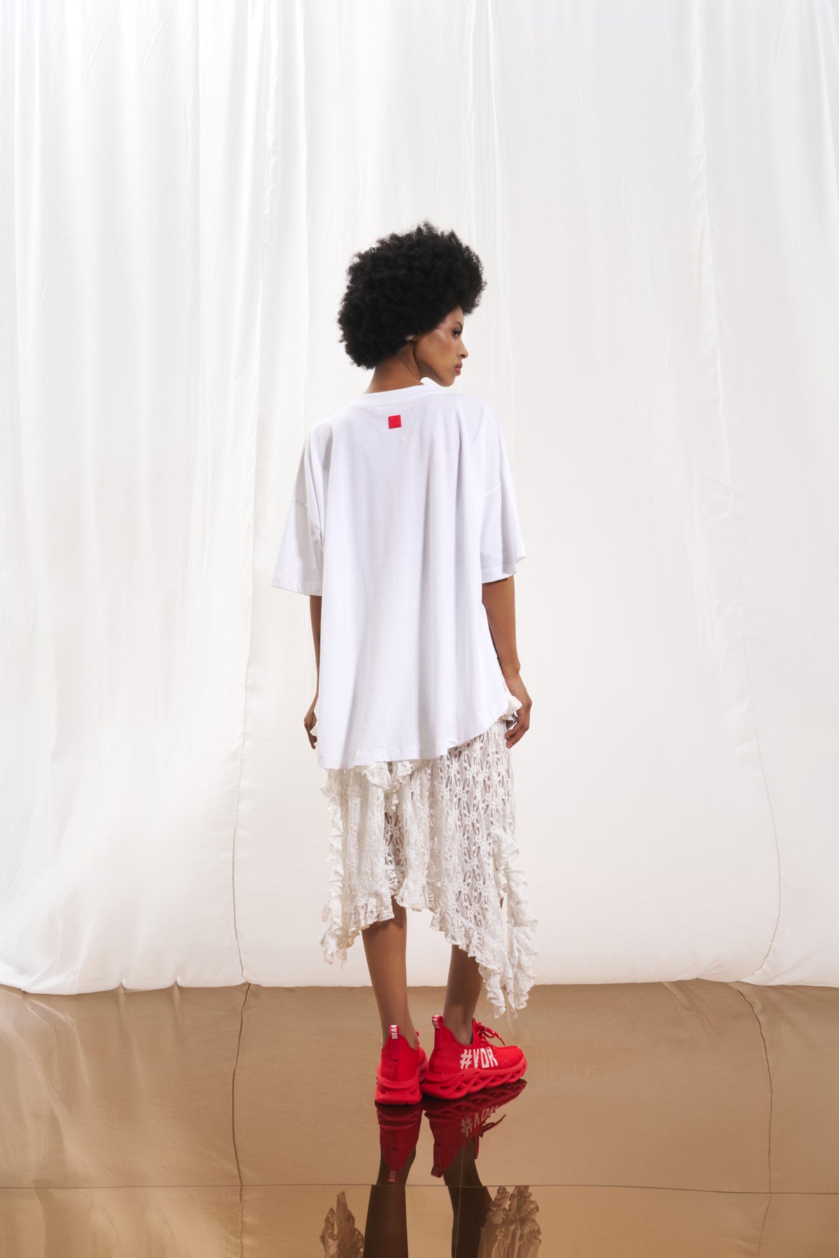 White Lace Midi Skirt 17134