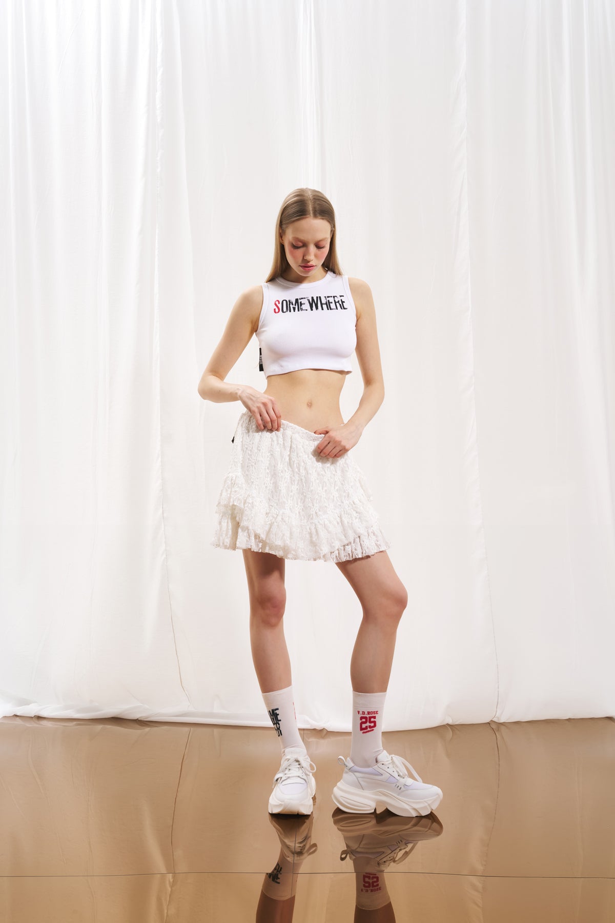 White Lace Mini Skirt 17135