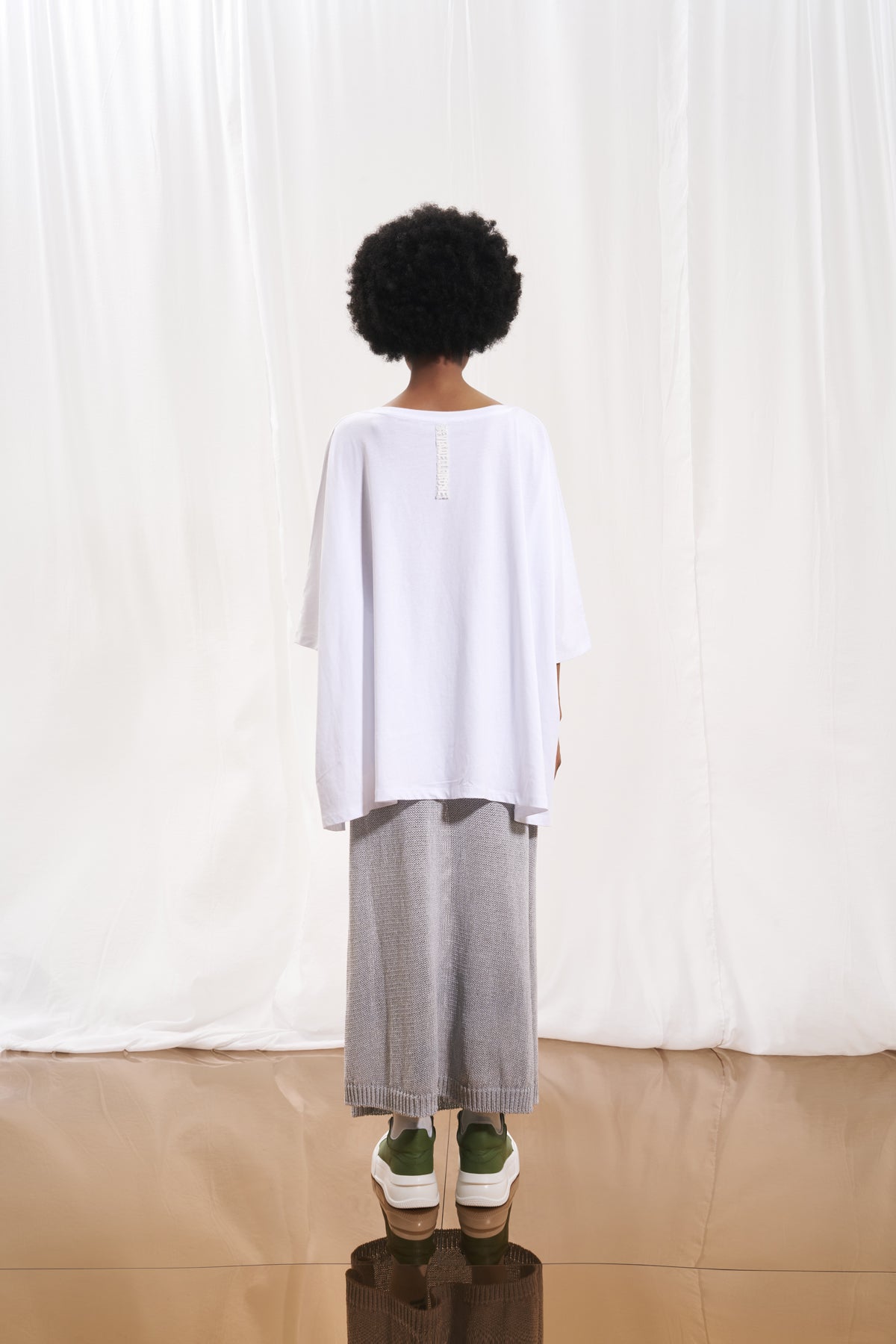 Grey Knit Midi Skirt 17176
