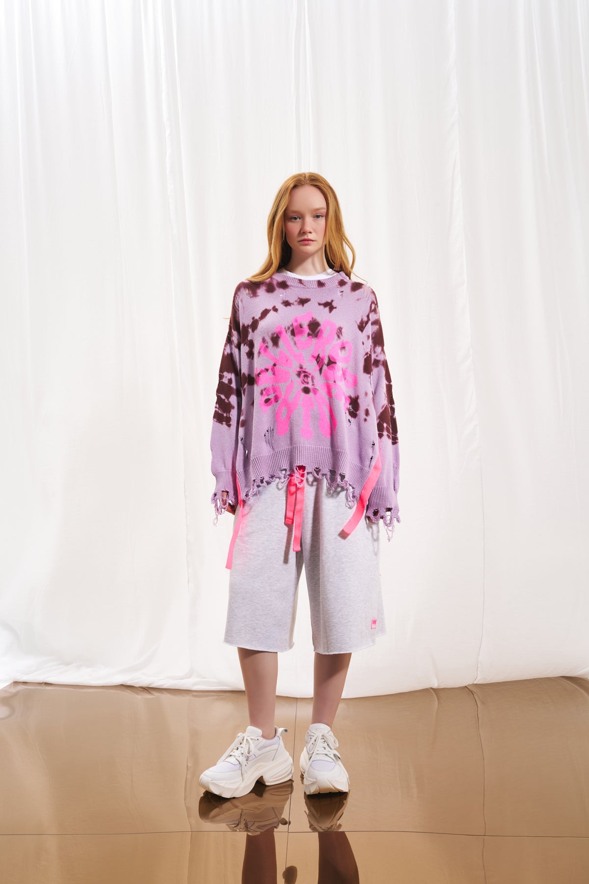 Purple Burgundy Tie-dye Knit Sweater 17177