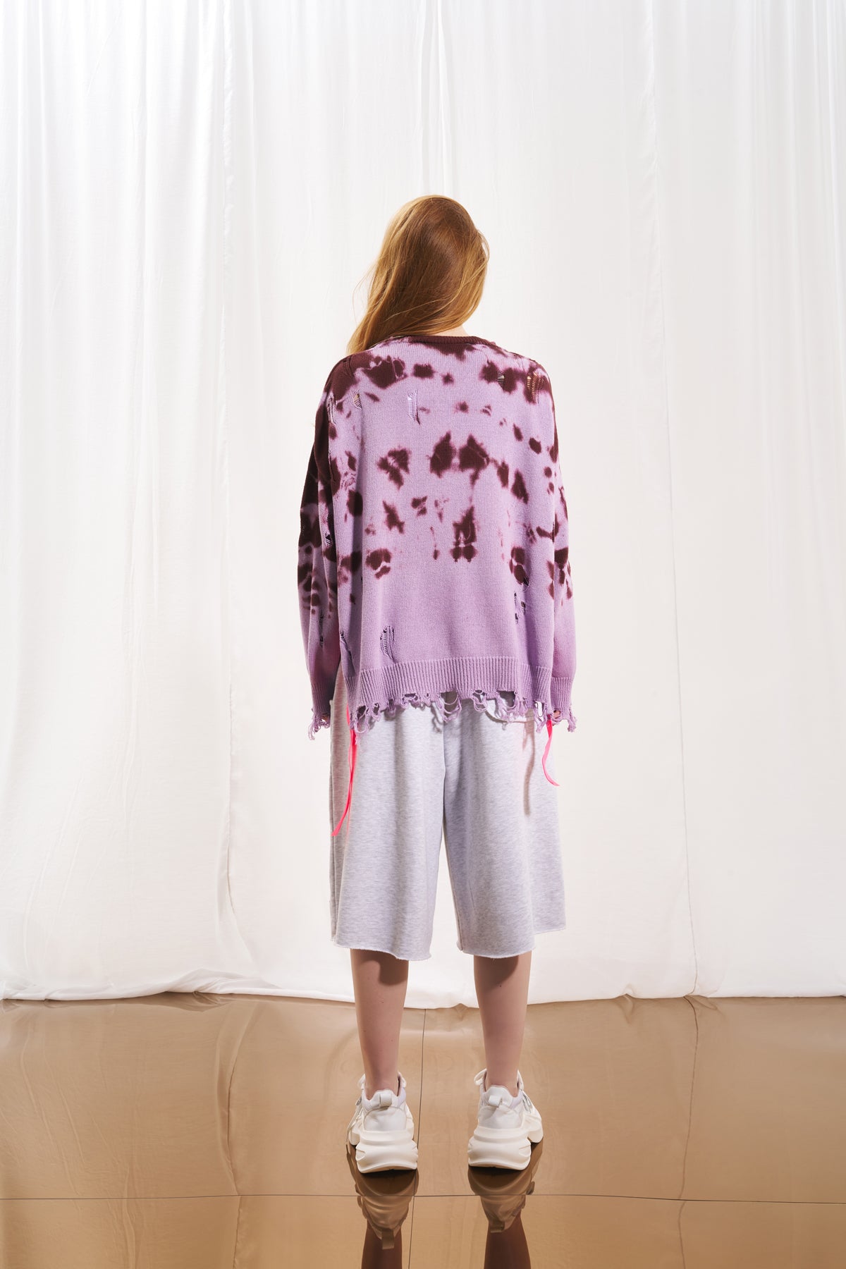 Purple Burgundy Tie-dye Knit Sweater 17177