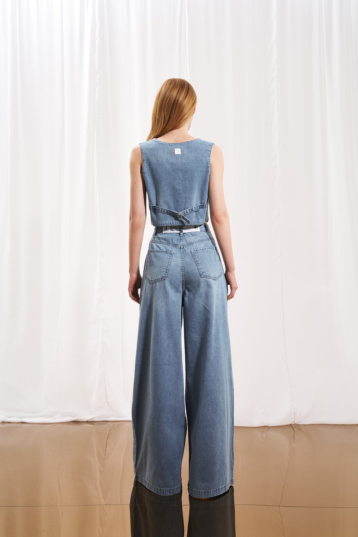 Light Blue Crop Denim Vest 17221