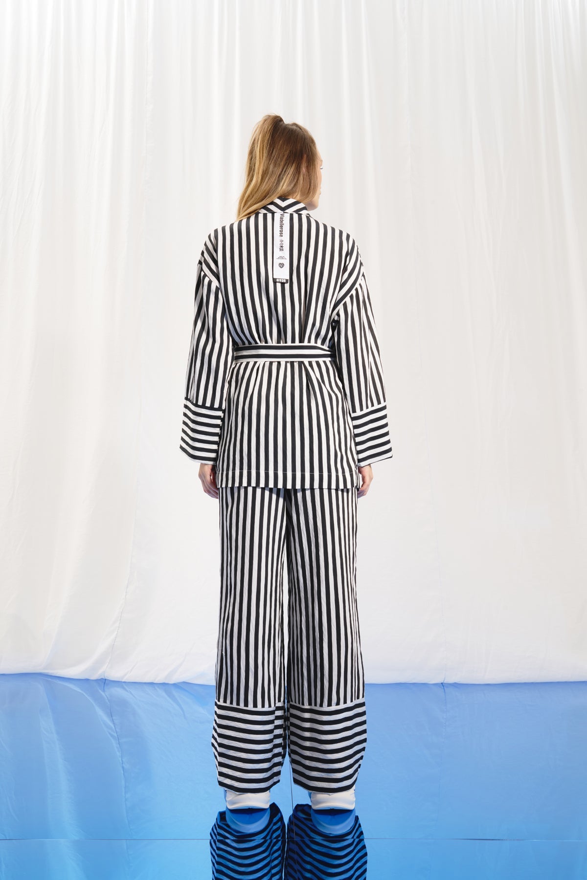 Black White Contrast Striped Trousers 17253