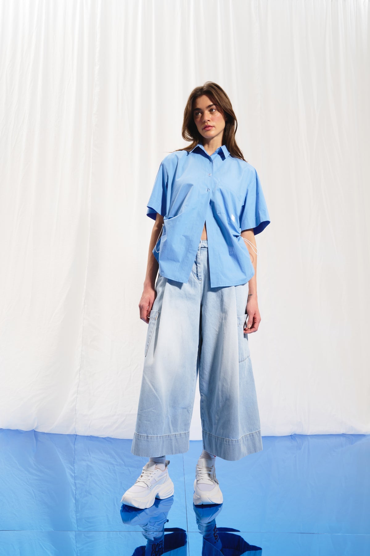 Blue Short Sleeve Poplin Shirt 17254