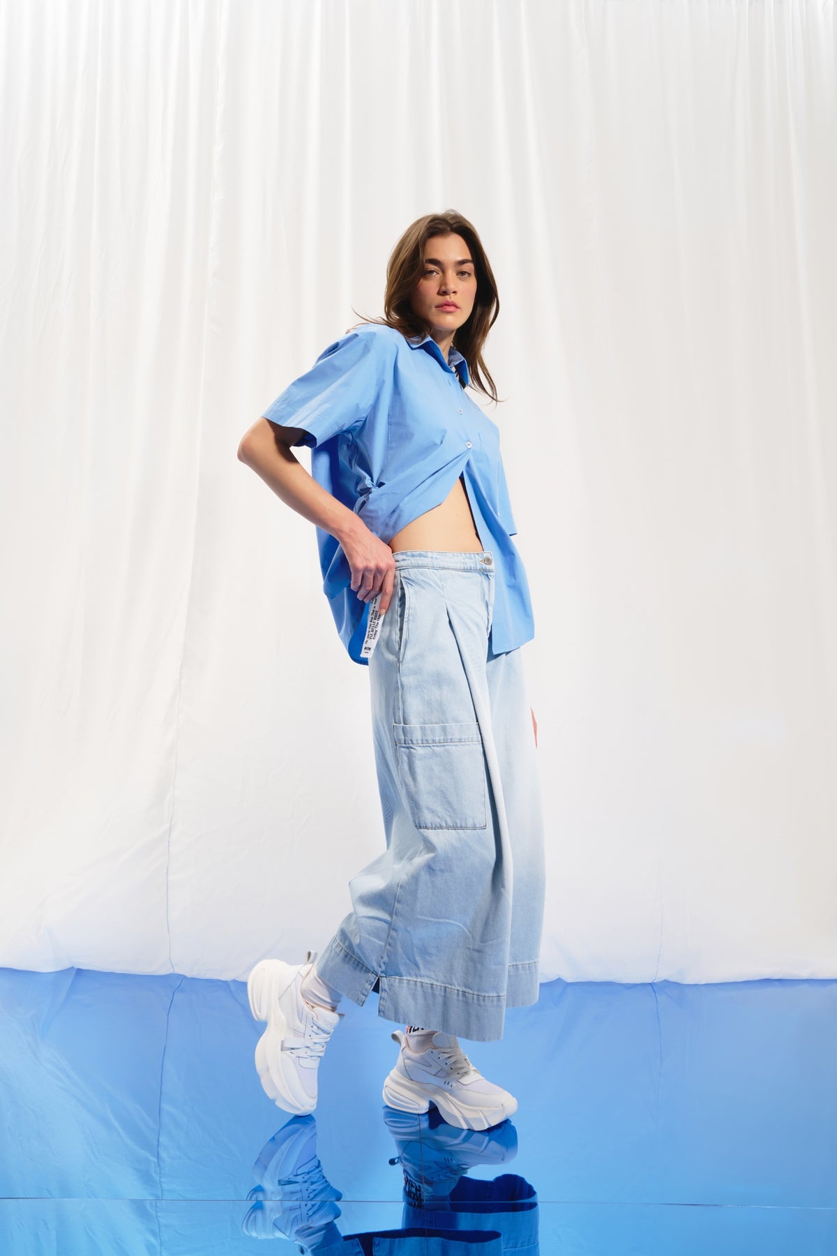 Blue Short Sleeve Poplin Shirt 17254