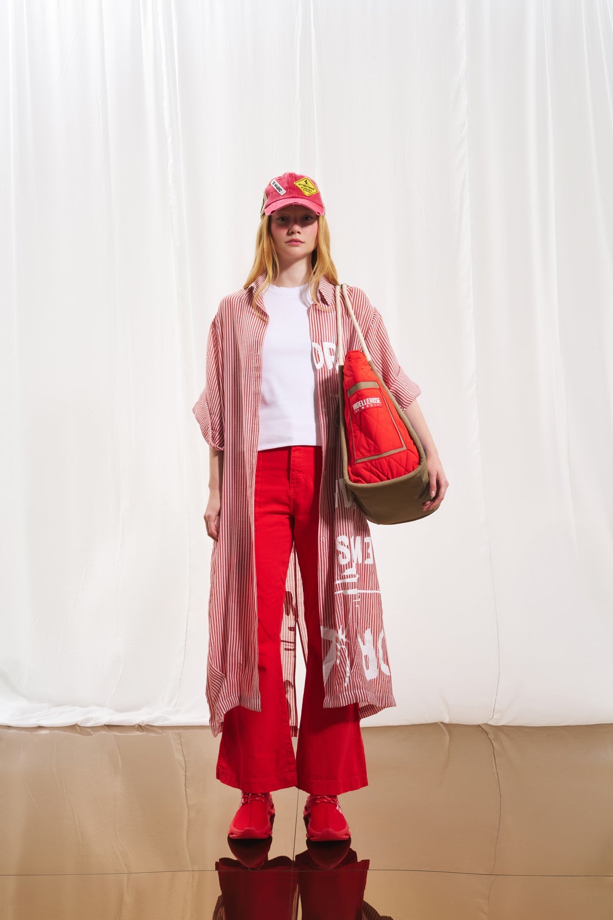 Red White Striped Shirt Dress 17268