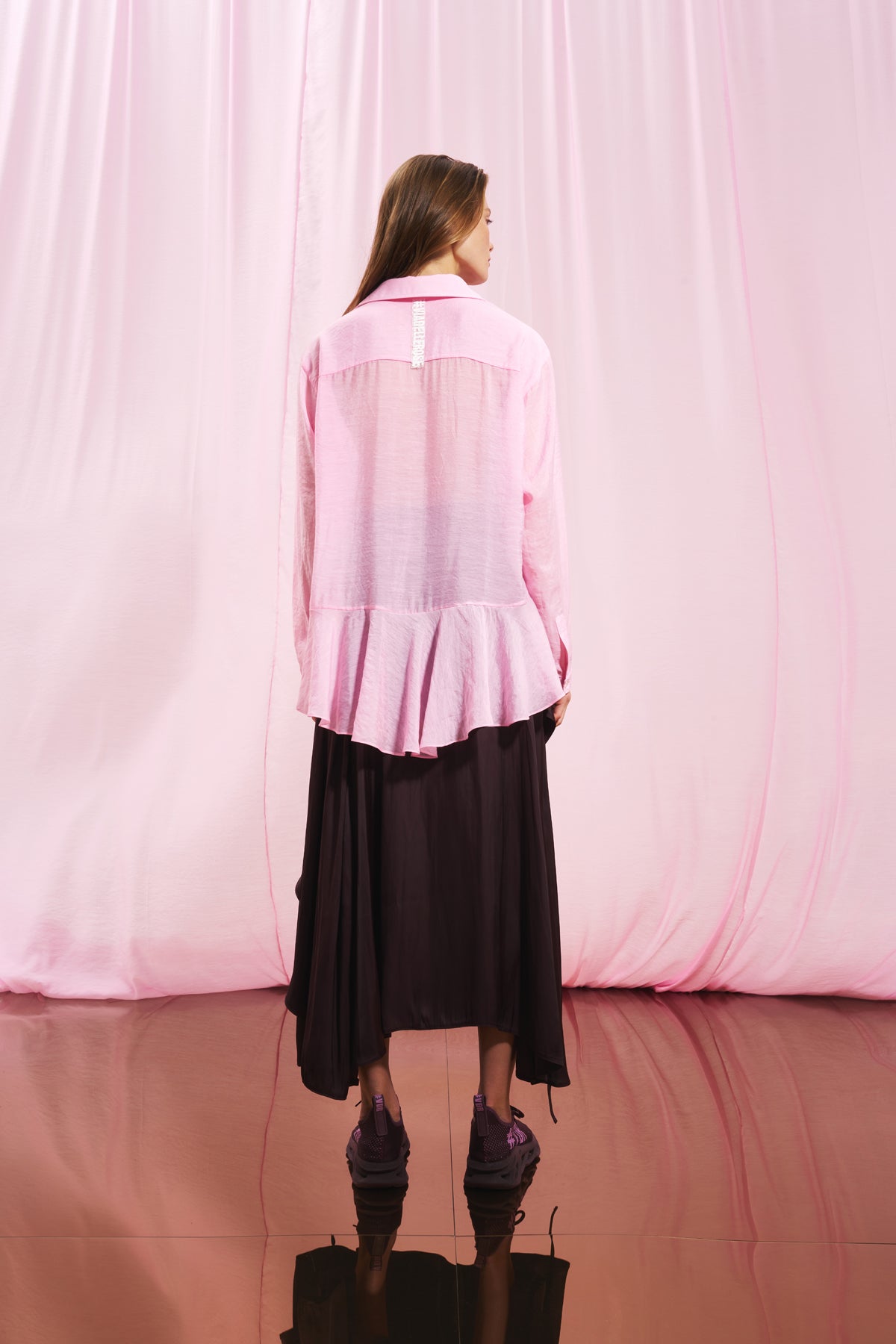 Burgundy Satin Midi Skirt 17285