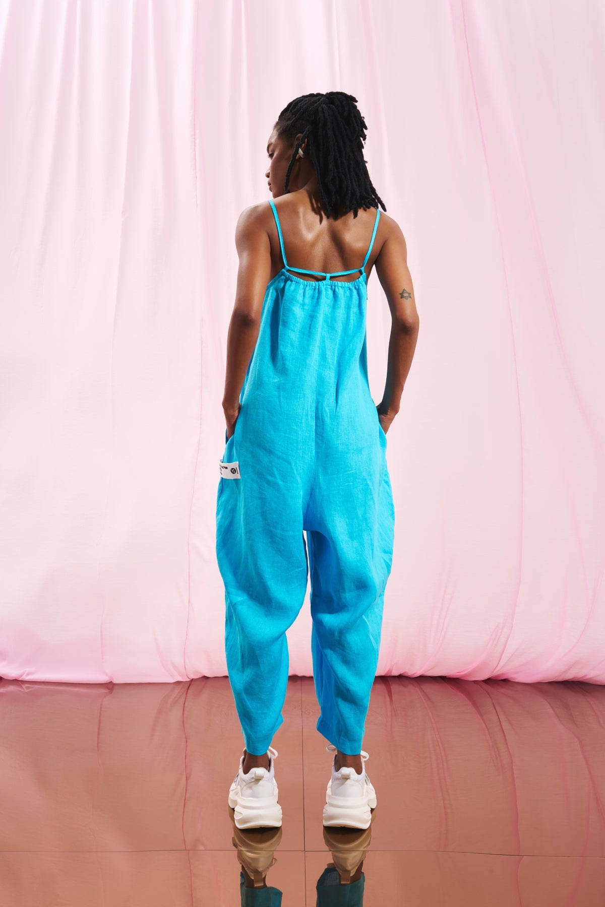 Light Blue Linen Jumpsuit 17294